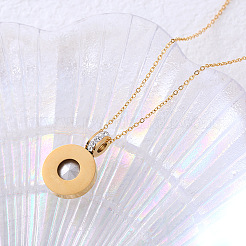 Amie Lunbi Zircon 18k Gold Titanium Steel Collar Chain Circular Minimalist Jewelry&nbsp;XK7072