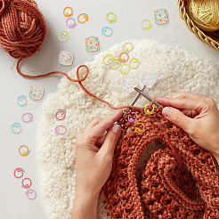 Hexagon with Polka Dot Pattern Food Grade Eco-Friendly Silicone Knitting Needle Stoppers&nbsp;DIY-NB0010-70