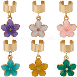 6Pcs 6 Colors Alloy Enamel Stethoscope Pendant Decorations&nbsp;HJEW-SP0001-34