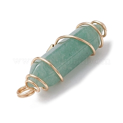 Natural Mixed Gemstone Copper Wire Wrapped Double Terminal Pointed Pendants&nbsp;PALLOY-JF02547