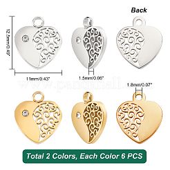 12Pcs 2 Colors 304 Stainless Steel Charms&nbsp;STAS-DC0008-54