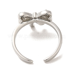 Bowknot Brass Micro Pave Clear Cubic Zirconia Cuff Rings for Women&nbsp;LS-RJEW-G311-04C-P
