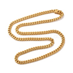 Ion Plating(IP) 304 Stainless Steel Cuban Link Chain Necklaces for Men&nbsp;NJEW-L173-018G-04