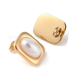 Ion Plating(IP) 304 Stainless Steel Plastic Bead Stud Earrings&nbsp;EJEW-S227-02G