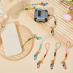 8Pcs 4 Colors Alloy Enamel Mobile Straps&nbsp;HJEW-DC00098