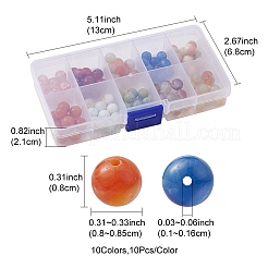 100Pcs 10 Style Glass Round Beads&nbsp;GLAA-FS0001-63
