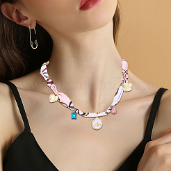 Bees Alloy Enamel & Resin & Glass & Plastic Pearl & Rhinestone Tassel Scarf Choker Necklaces&nbsp;NJEW-SP0001-16B
