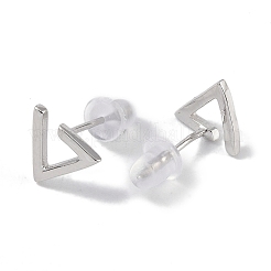 Anti-Tarnish Triangle Rhodium Plated 999 Fine Silver Stud Earrings for Women&nbsp;EJEW-S215-22P