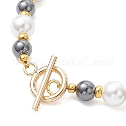 Shell Pearl & Non-Magnetic Synthetic Hematite Beaded Bracelets for Women&nbsp;BJEW-JB12897