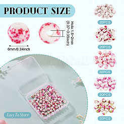 100Pcs 5 Styles Handmade Flower Printed Porcelain Ceramic Beads&nbsp;PORC-TA0001-42A