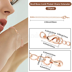 20Pcs Long-Lasting Plated Brass Chain Extender&nbsp;KK-BBC0023-26RG