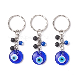 3Pcs Handmade Lampwork Evil Eye Keychains&nbsp;KEYC-JKC01252-01