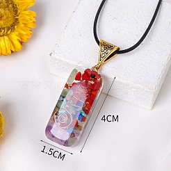 Resin with Gemstone inside 7 Chakra Pendant Necklaces&nbsp;PW-WG74B6A-02