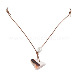 Summer Beach Natural Cultured Freshwater Pearl & Natural Shell Pendant Necklaces&nbsp;NJEW-JN05100-03