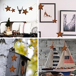 DIY Star Rust Iron & Jute Cord Pendant Decoration Making Kits&nbsp;DIY-YW0010-27