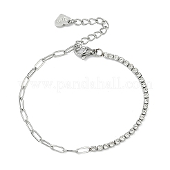 304 Stainless Steel Paperclip Chain & Rhinestone Cup Chains  Bracelets for Women&nbsp;BJEW-D456-06P