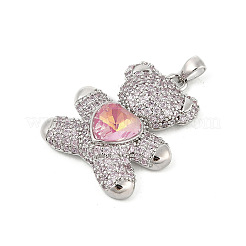 Brass Micro Pave Cubic Zirconia Pendants&nbsp;KK-P300-03P-02