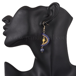 Natural Lapis Lazuli Dangle Earrings&nbsp;EJEW-MZ00544-01