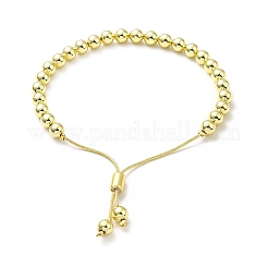 Rack Plating Brass Round Bead Slider Bracelets for Women&nbsp;BJEW-M232-01G-B