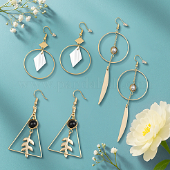 3Pairs 3 Styles Alloy Shell Rhombus Dangle Earrings&nbsp;EJEW-HY0001-08