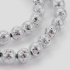 Electroplated Natural Lava Rock Bead Strands&nbsp;X-G-E511-01G-8mm