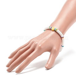 Handmade Polymer Clay Heishi Surfer Stretch Bracelet&nbsp;BJEW-JB08903