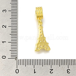 Rack Plating Brass Pave Clear Cubic Zirconia European Dangle Charms&nbsp;KK-H485-24G