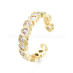 Cubic Zirconia Heart Wrap Open Cuff Ring&nbsp;RJEW-N035-121