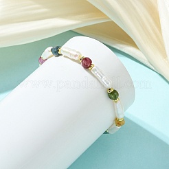Natural Tourmaline & Cultured Freshwater Pearl Beaded Bracelets&nbsp;BJEW-JB14045-01