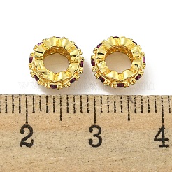 Pack Plating Brass Micro Pave Cubic Zirconia European Beads&nbsp;KK-L215-007G