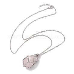 Crystal Stone Cage Pendant Necklaces&nbsp;NJEW-JN04758-03