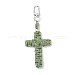 Cross Cotton Threads Pendants Decorations&nbsp;HJEW-TA00398-01