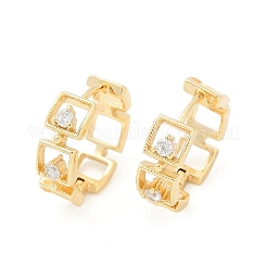 Brass Clear Cubic Zirconia Hoop Earrings&nbsp;EJEW-Q016-02G