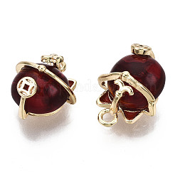 Brass Enamel Resin Pendants&nbsp;KK-N231-150-NF