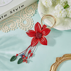 Leather and Alloy Keychain&nbsp;HJEW-WH20022-04A-03