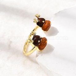 Christmas Brass Enamel Cuff Rings for Women&nbsp;RJEW-L336-04G-01