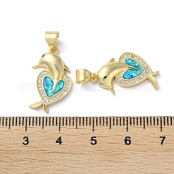 Brass Micro Pave Clear Cubic Zirconia Pendants&nbsp;KK-C045-02G