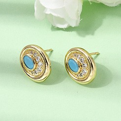 Brass Micro Pave Cubic Zirconia Stud Earrings&nbsp;EJEW-G471-13G-05