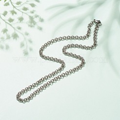 Non-Tarnish 304 Stainless Steel Double Link Rolo Chains Necklace for Women&nbsp;NJEW-JN03892-05