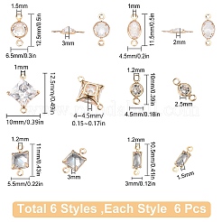 36Pcs 6 Style Brass Micro Pave Clear Cubic Zirconia Link Connectors&nbsp;ZIRC-SC0001-18