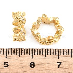 Butterfly Brass Clear Cubic Zirconia European Beads&nbsp;KK-B186-09G
