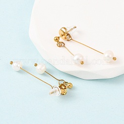 304 Stainless Steel Round Tassel Stud Earrings&nbsp;EJEW-K268-89G