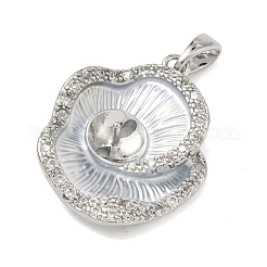Brass Micro Pave Clear Cubic Zirconia Pendant Cabochon Settings&nbsp;KK-G556-06P