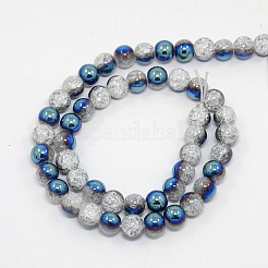 Round Half Electroplate Crackle Quartz Beads Strands&nbsp;G-P060-8mm-01