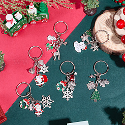 6Pcs 6 Styles Christmas Theme Alloy Enamel Keychains&nbsp;KEYC-SP0001-53