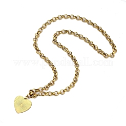 304 Stainless Steel Heart Pendant Rolo Chain Necklaces for Women&nbsp;LS-NJEW-Q028-06G