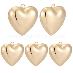 5Pcs Heart Brass Pendants&nbsp;KK-BBC0025-58C