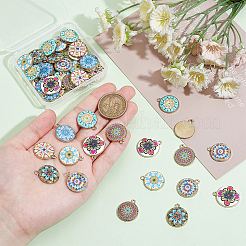 48Pcs 8 Colors Alloy Printed Pendants&nbsp;FIND-PH0021-12