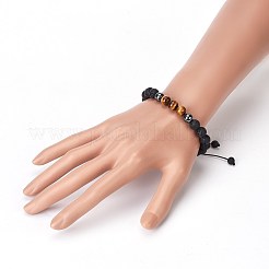 Natural Lava Rock and Non-Magnetic Synthetic Hematite Beads Braided Bead Bracelets&nbsp;BJEW-JB03975-25