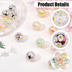 20Pcs UV Plating Acrylic Printed Beads&nbsp;TACR-SC0001-46B